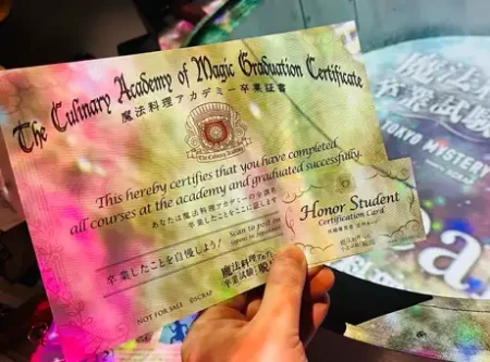 魔法料理脱出「卒業証書と成績優秀者の証明カード」の写真