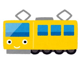 電車のキャラクター（黄）のイラスト
