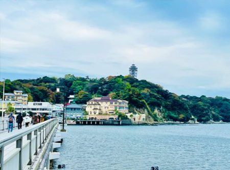 江ノ島スパイミッション「江ノ島大橋から見た江ノ島遠景」の写真