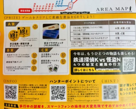 鉄道探偵2つの発車ベル「クリア賞品一覧」の写真